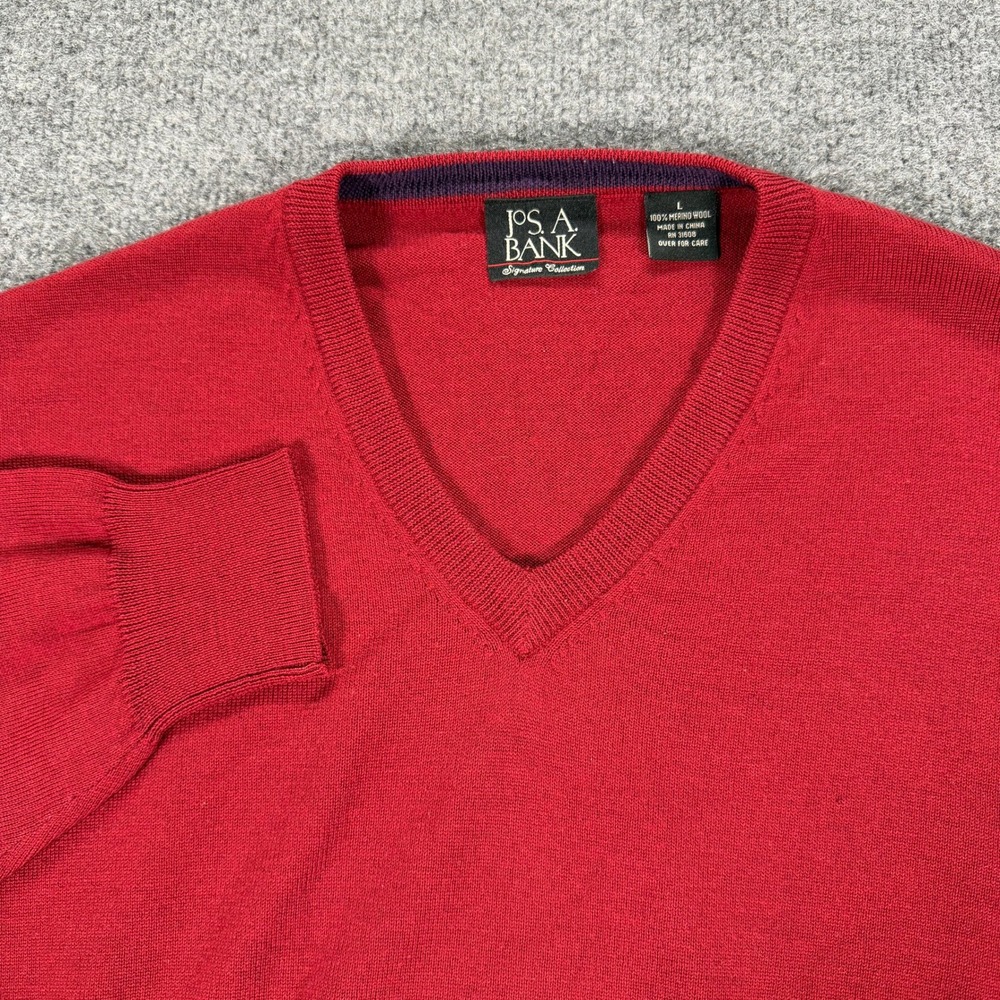 Jos. A. Bank Signature Collection Red 100% Merino Wool Sweater Mens L #4117
